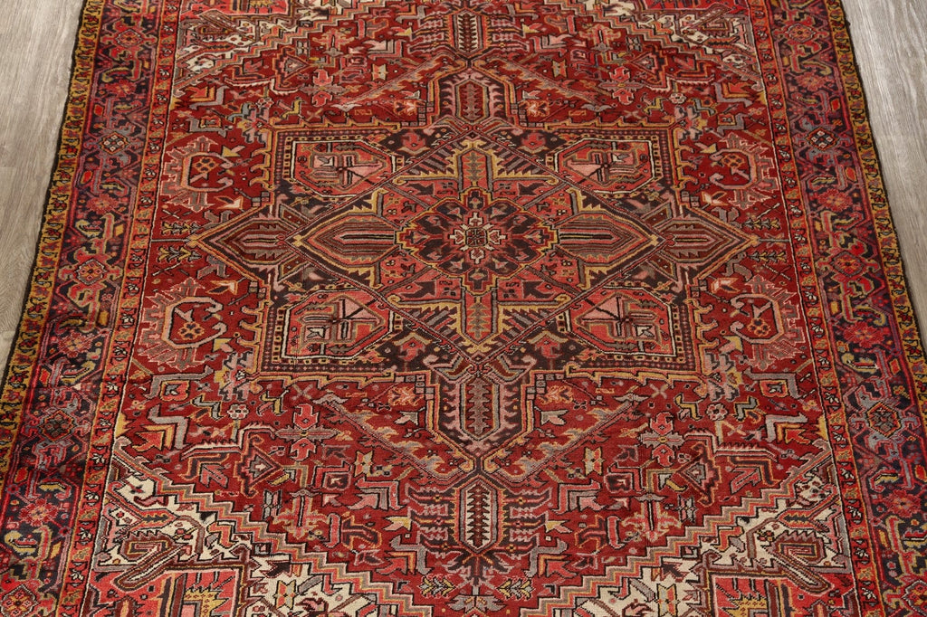 Vintage Geometric Heriz Persian Area Rug 9x11