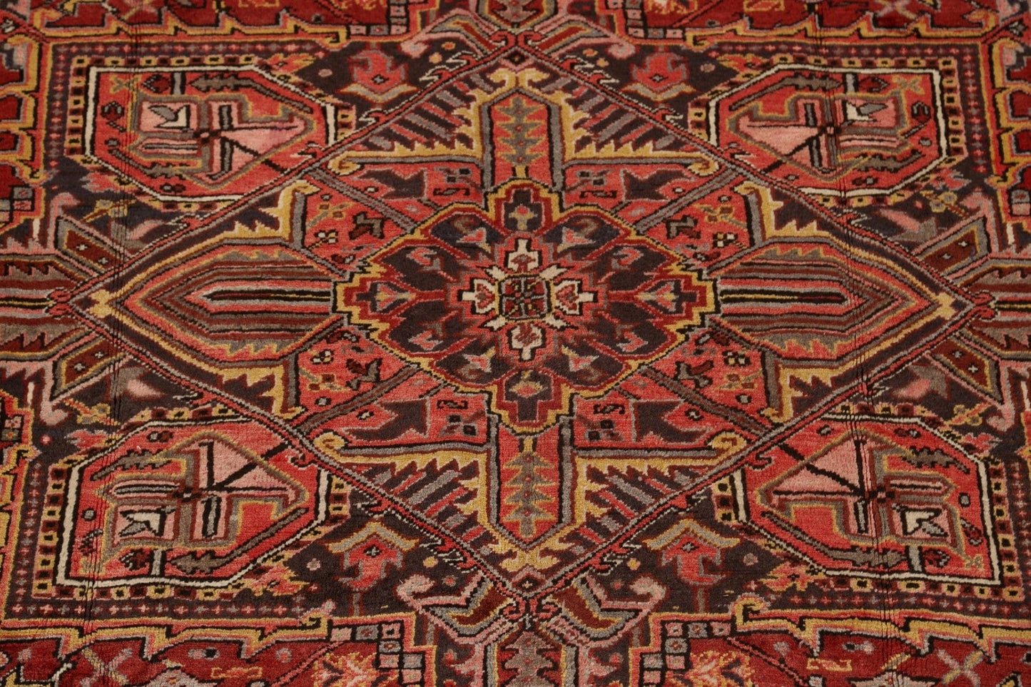 Vintage Geometric Heriz Persian Area Rug 9x11