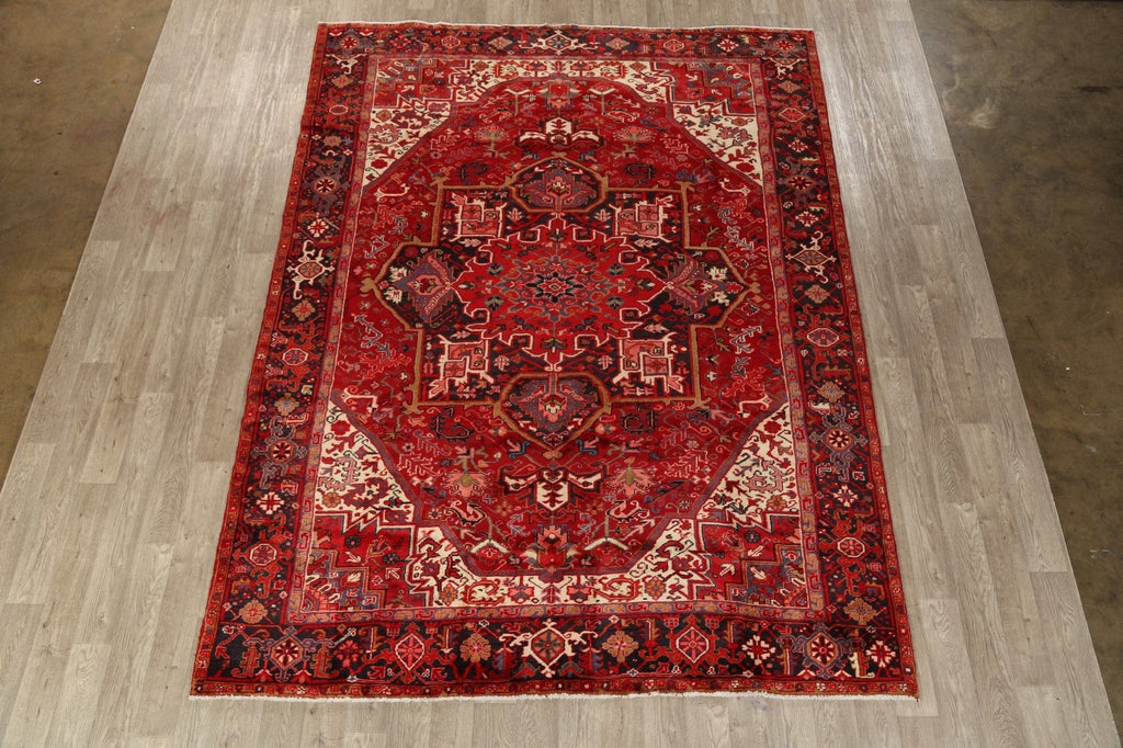 Geometric Red Heriz Persian Area Rug 8x11