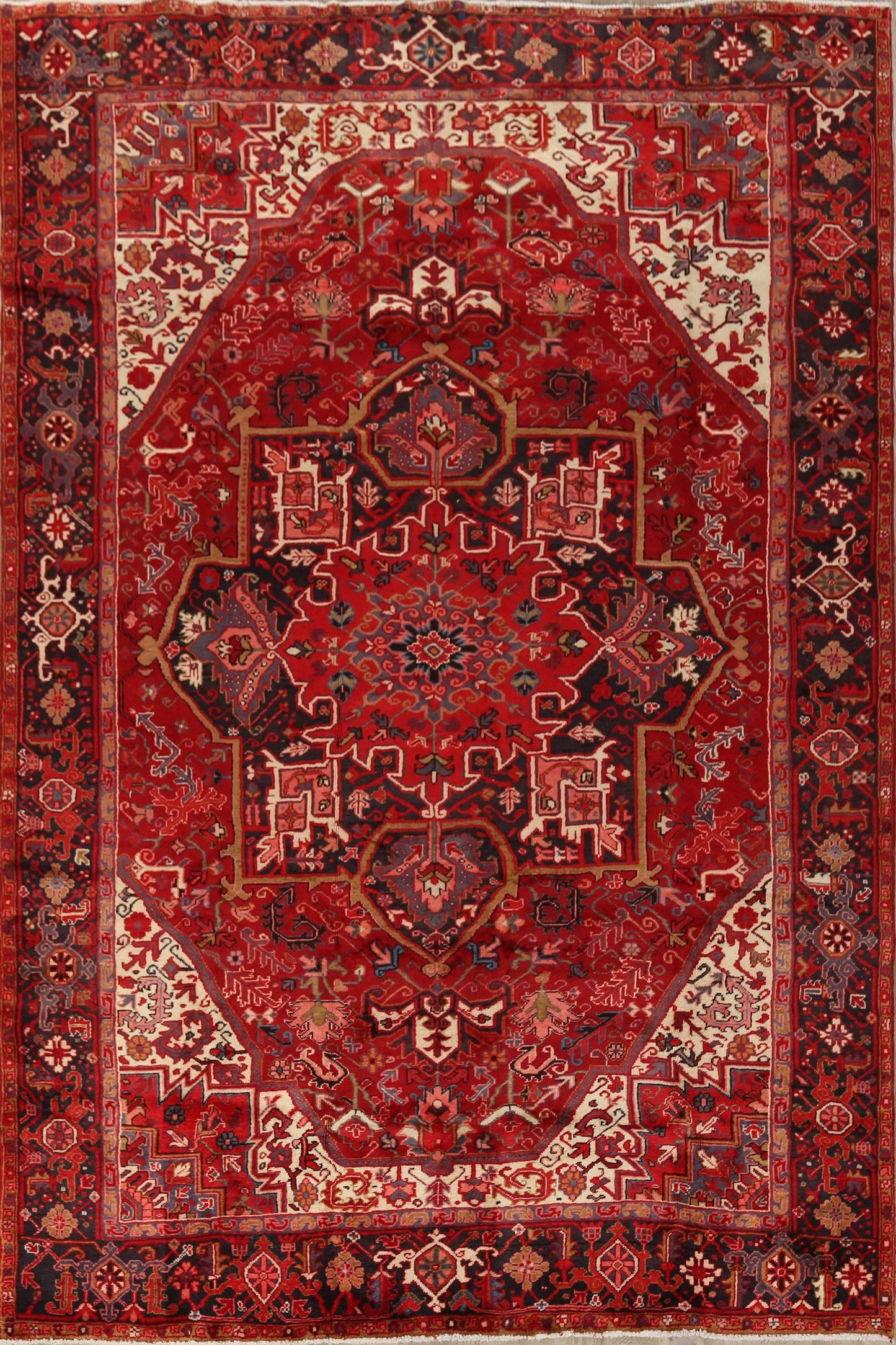 Geometric Red Heriz Persian Area Rug 8x11