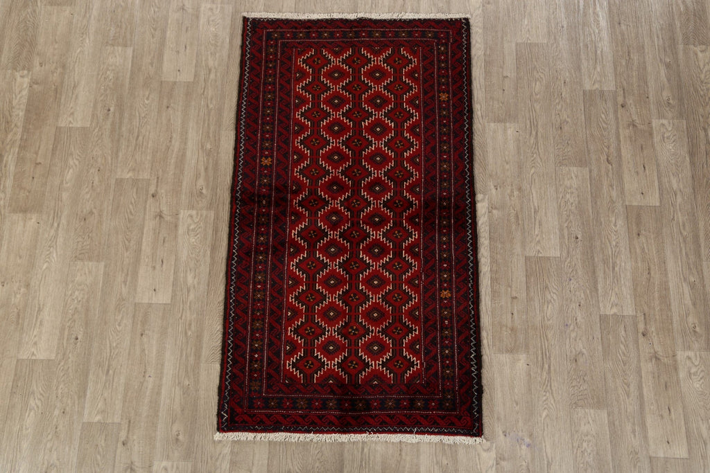 All-Over Red Geometric Balouch Oriental Area Rug 3x6