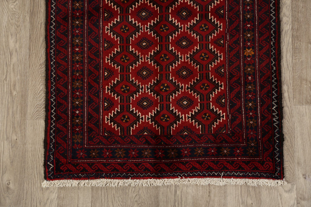 All-Over Red Geometric Balouch Oriental Area Rug 3x6