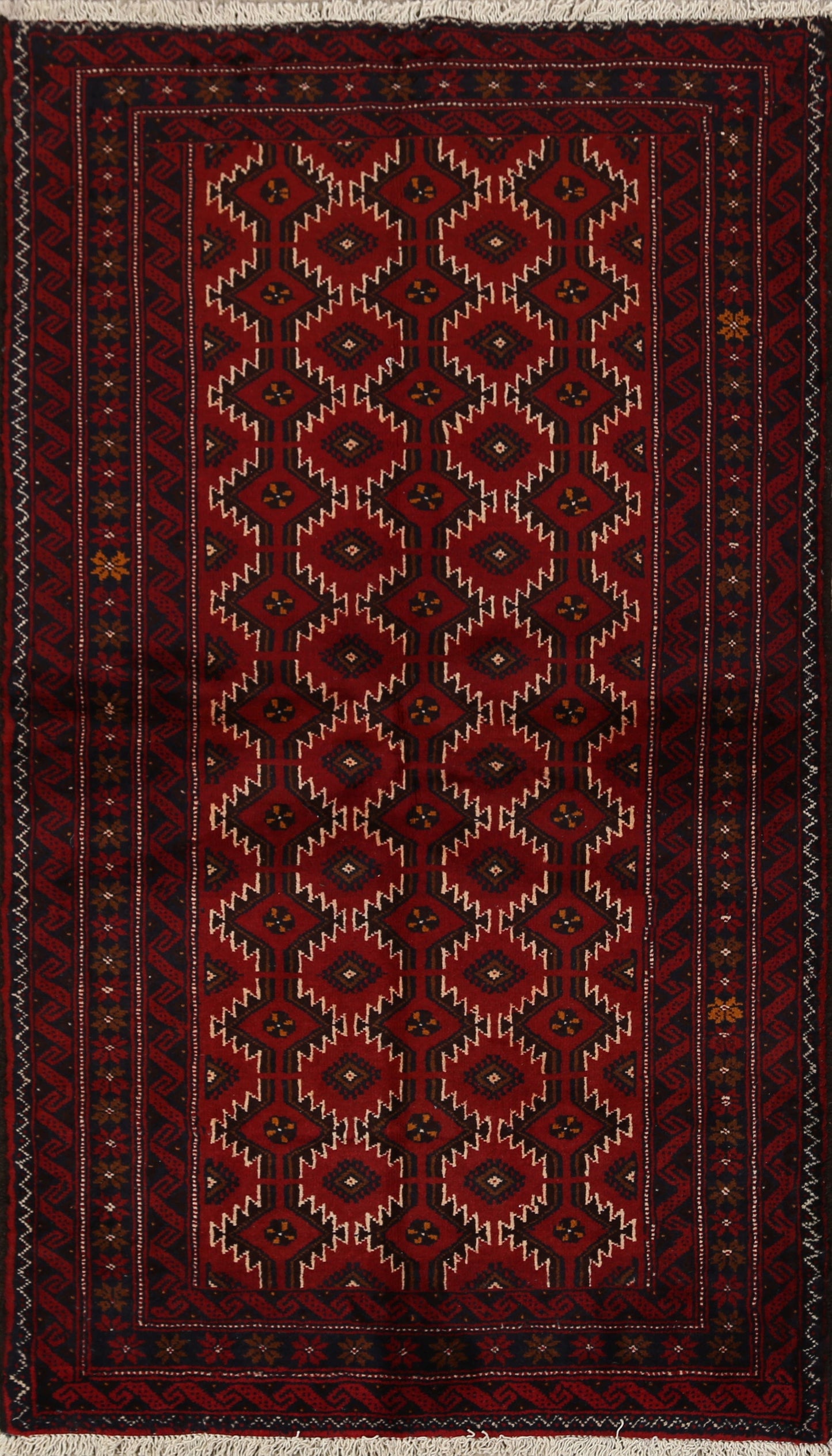 All-Over Red Geometric Balouch Oriental Area Rug 3x6