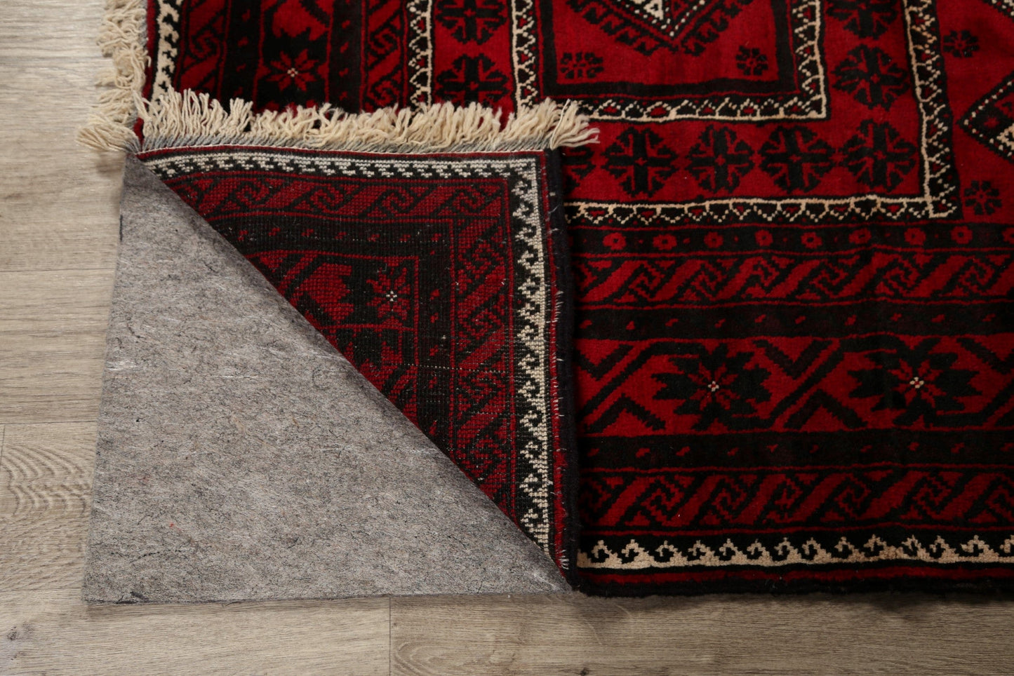 Geometric Red Balouch Oriental Runner Rug 4x8