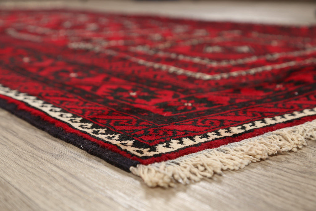 Geometric Red Balouch Oriental Runner Rug 4x8