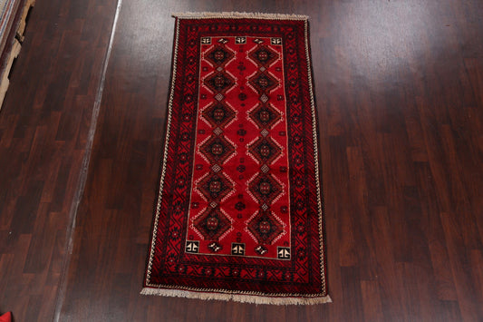 Geometric Red Balouch Oriental Runner Rug 4x8