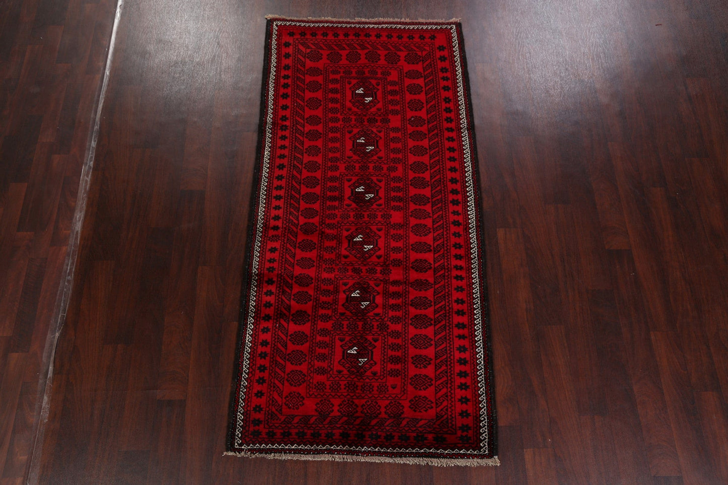 Geometric Red Balouch Oriental Runner Rug 4x8