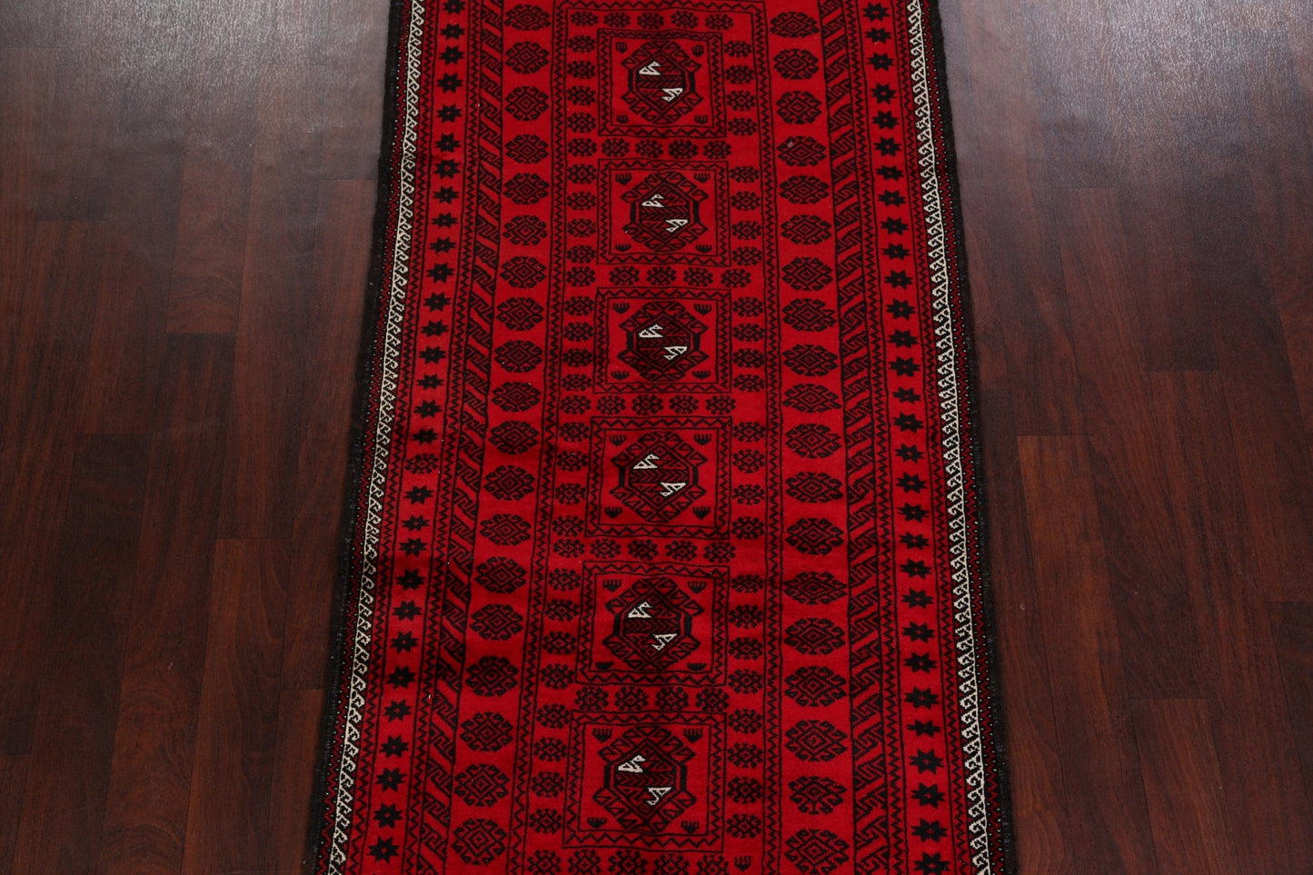 Geometric Red Balouch Oriental Runner Rug 4x8