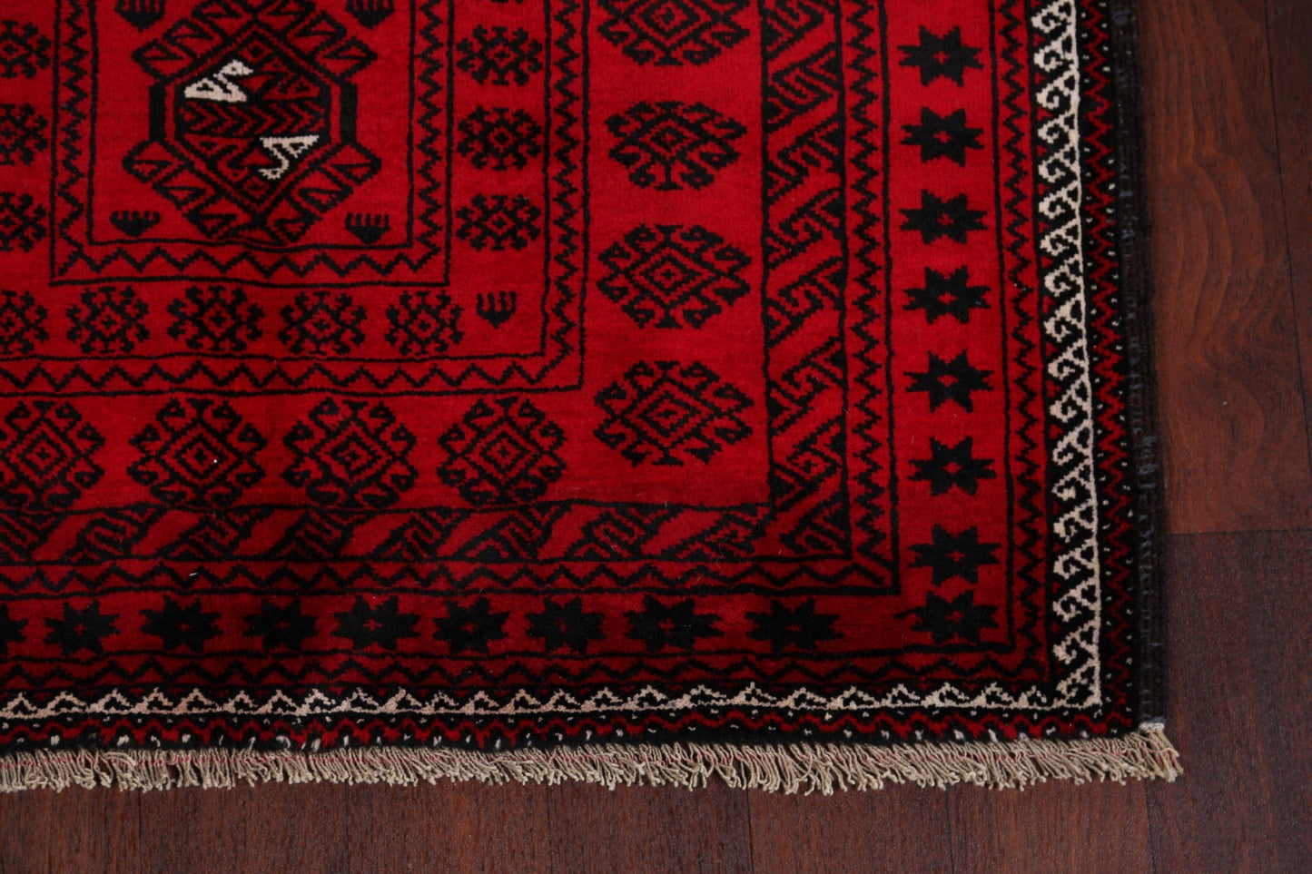 Geometric Red Balouch Oriental Runner Rug 4x8