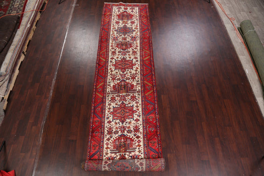 100% Vegetable Dye Vintage Heriz Serapi Persian Runner Rug 4x18