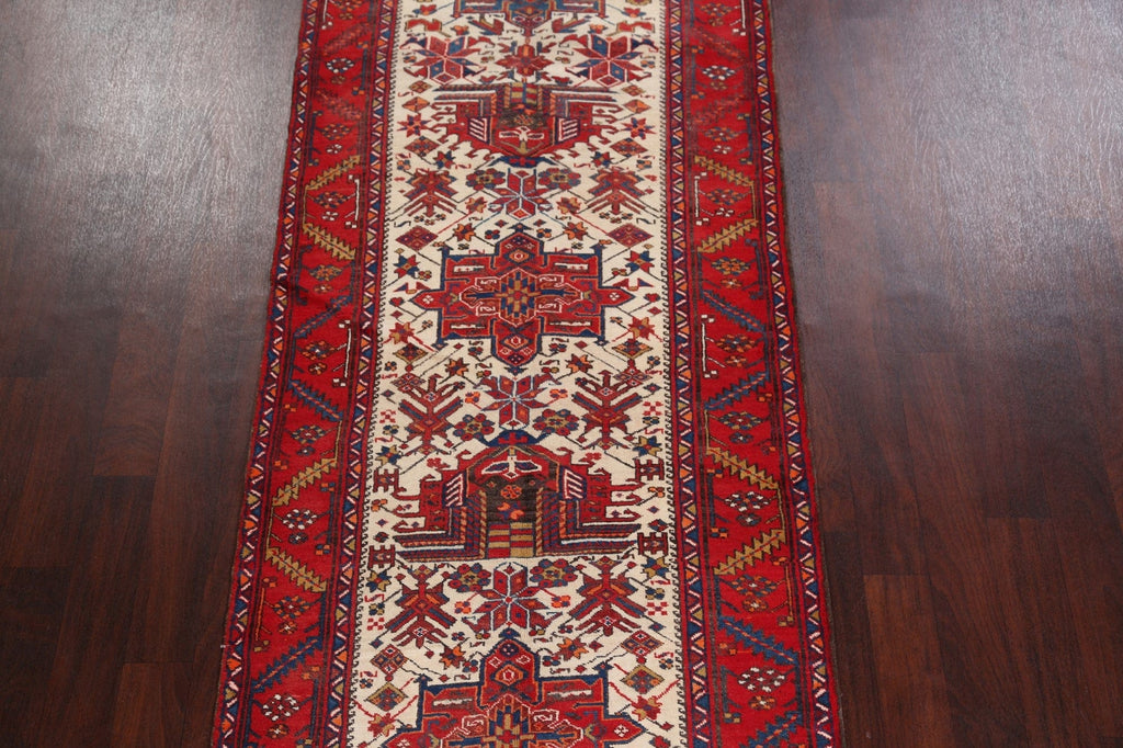 100% Vegetable Dye Vintage Heriz Serapi Persian Runner Rug 4x18