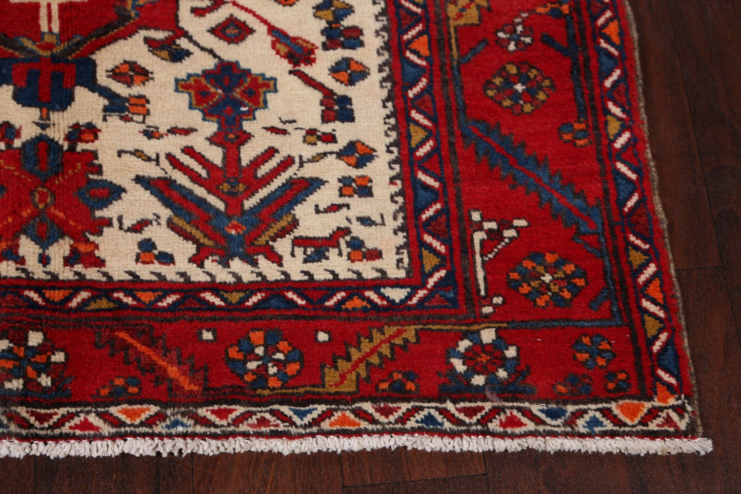 100% Vegetable Dye Vintage Heriz Serapi Persian Runner Rug 4x18