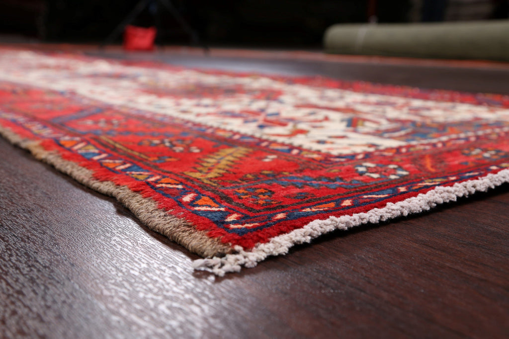 100% Vegetable Dye Vintage Heriz Serapi Persian Runner Rug 4x18