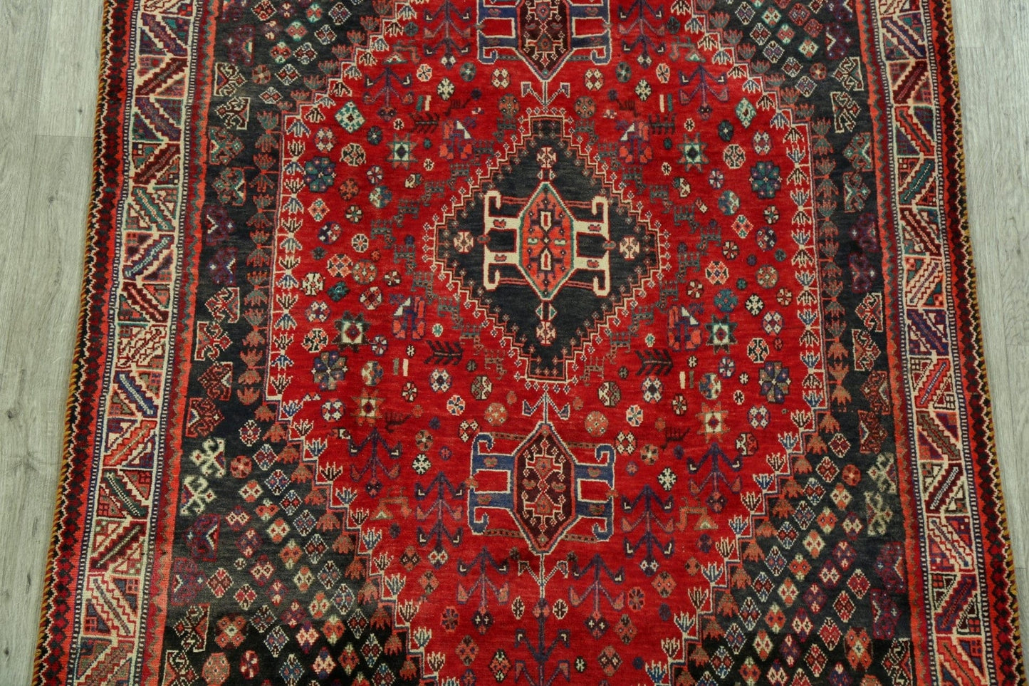 Vintage Tribal Geometric Abadeh Persian Area Rug 5x8