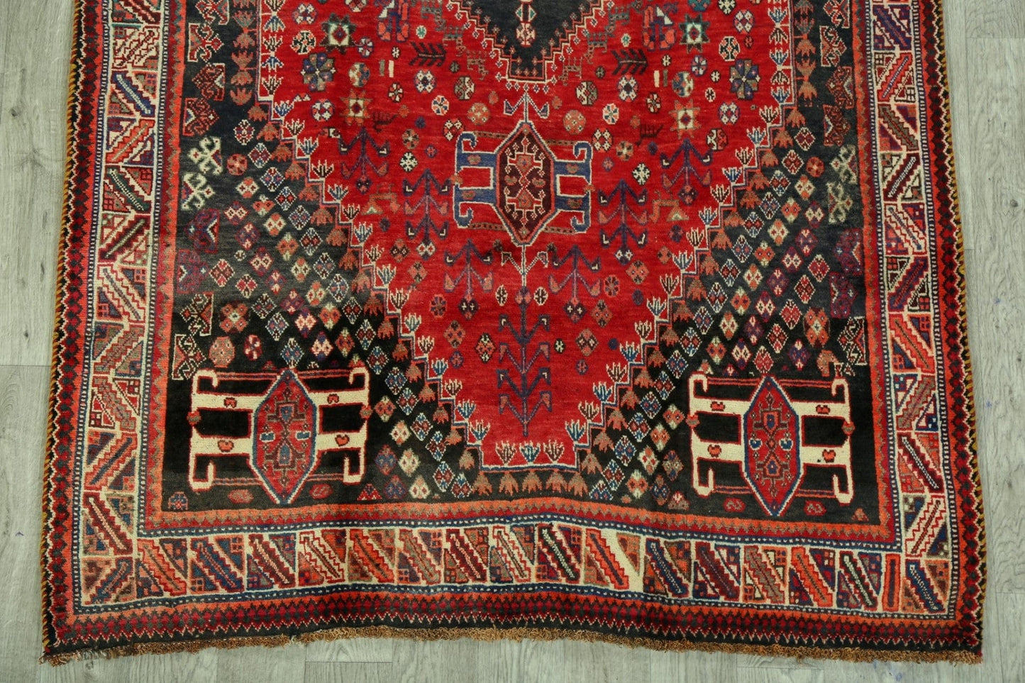 Vintage Tribal Geometric Abadeh Persian Area Rug 5x8