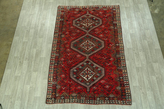 Antique Geometric Red Shiraz Persian Area Rug 6x10