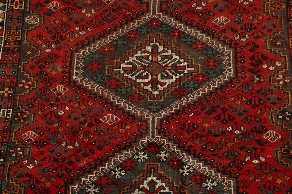 Antique Geometric Red Shiraz Persian Area Rug 6x10