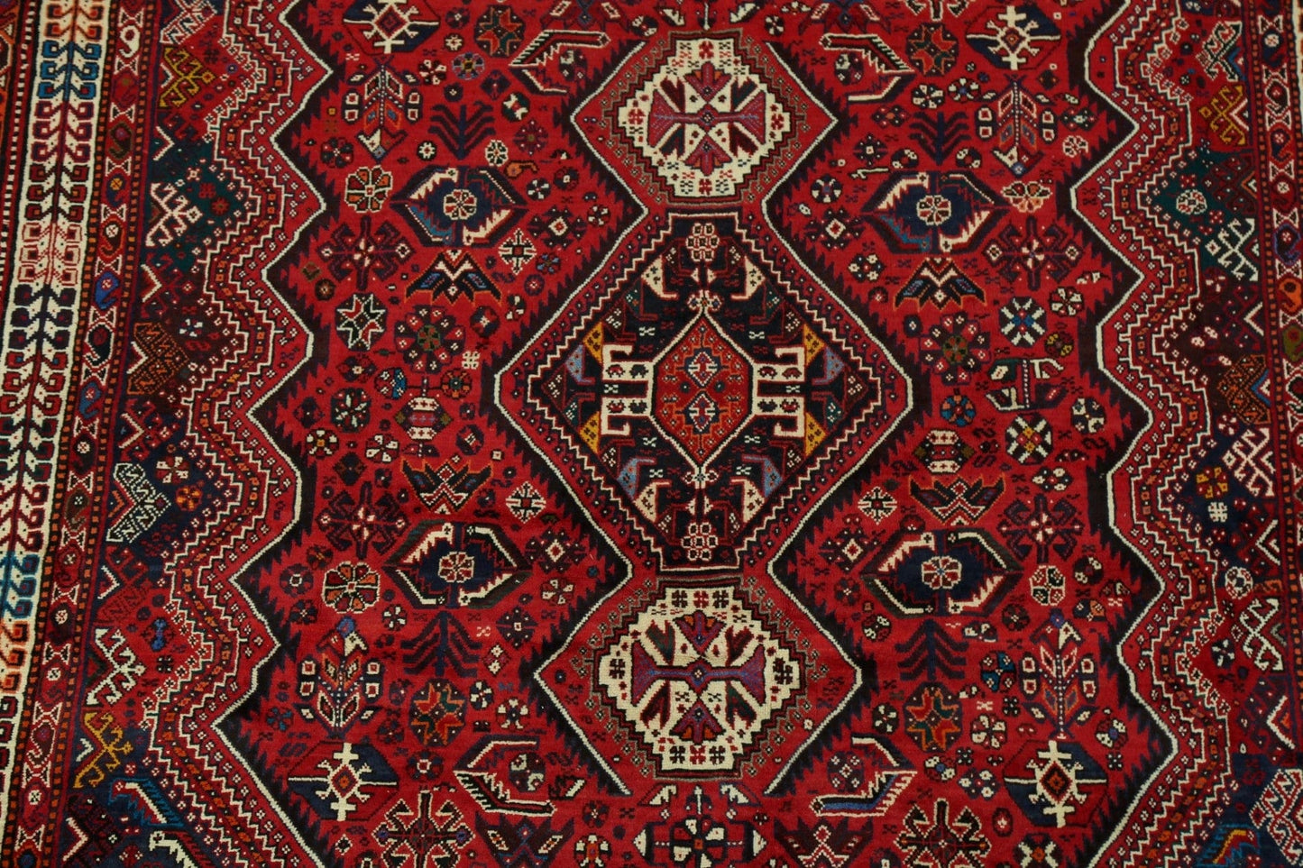 Vintage Tribal Geometric Shiraz Persian Area Rug 6x9