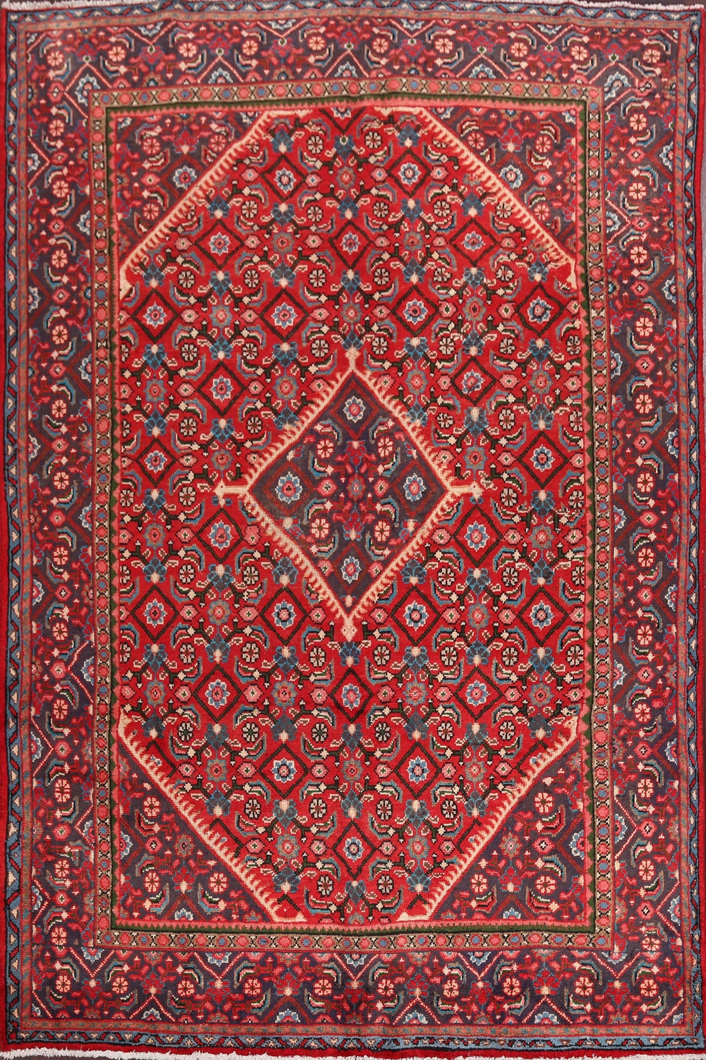 Geometric Red Mahal Persian Area Rug 7x10