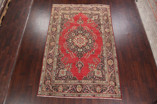 Floral Red Tabriz Persian Area Rug 6x10