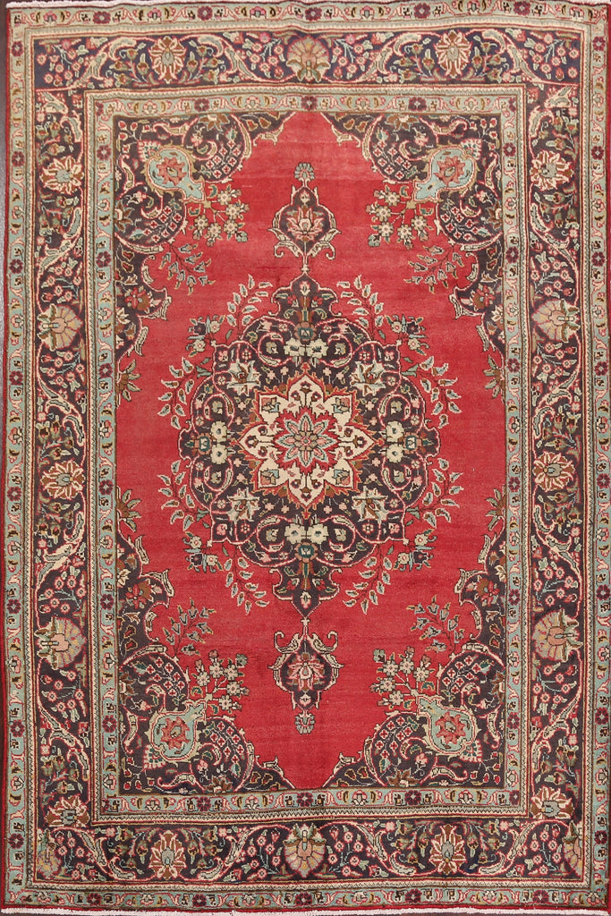 Floral Red Tabriz Persian Area Rug 6x10