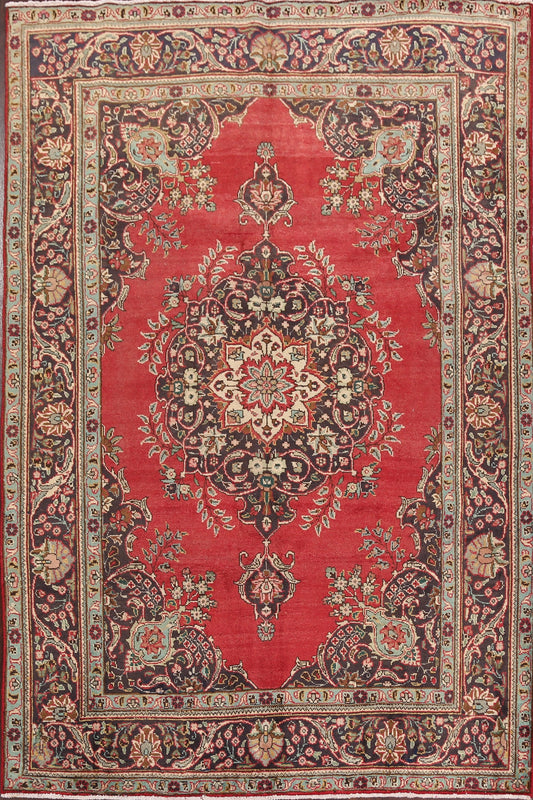 Floral Red Tabriz Persian Area Rug 6x10