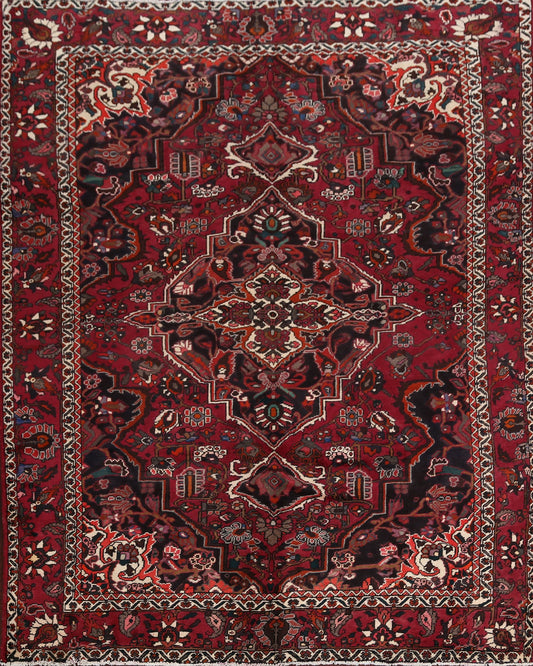 Geometric Red Bakhtiari Persian Area Rug 7x9