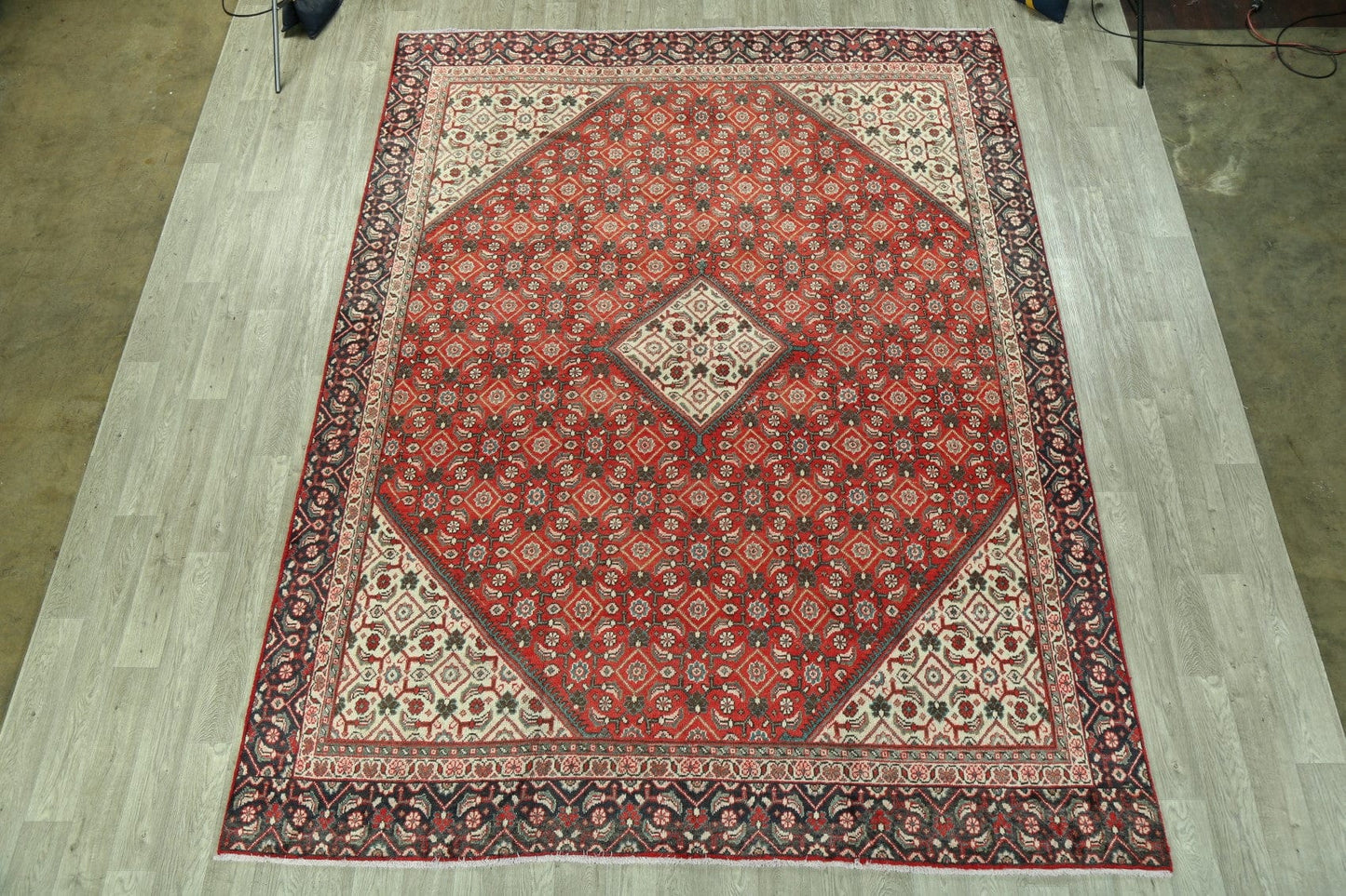 Vintage Geometric Mahal Persian Area Rug 9x12