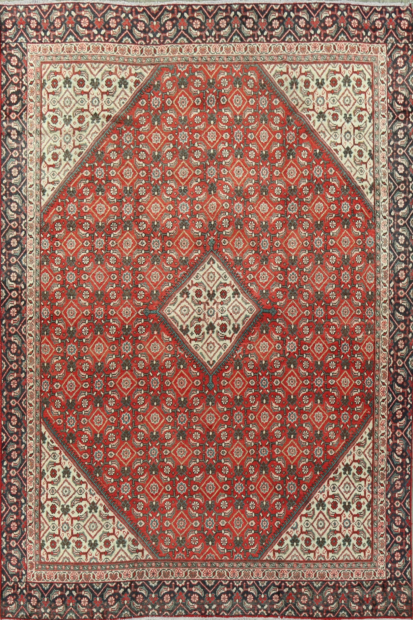 Vintage Geometric Mahal Persian Area Rug 9x12