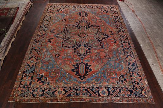 Antique Vegetable Dye Heriz Serapi Persian Rug 12x16