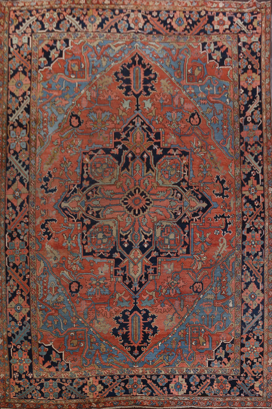 Antique Vegetable Dye Heriz Serapi Persian Rug 12x16