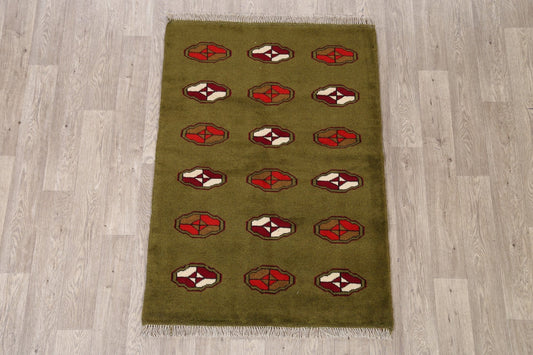 Green Geometric Gabbeh Shiraz Persian Area Rug 3x5