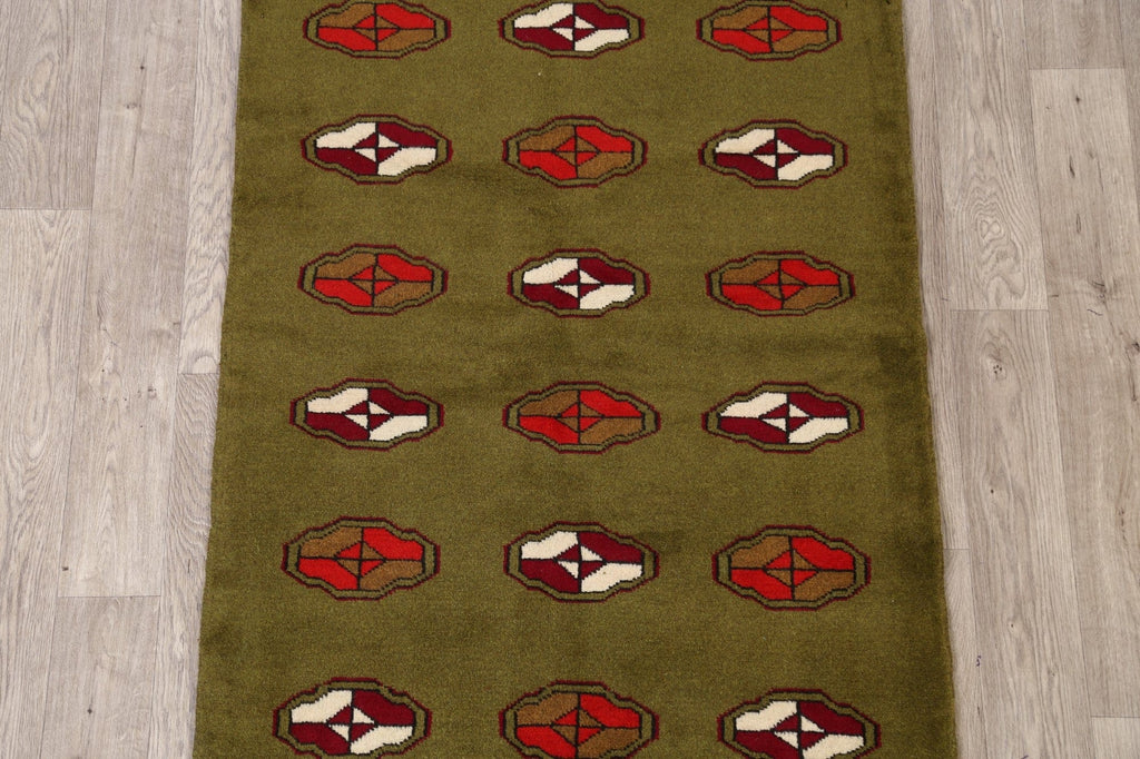 Green Geometric Gabbeh Shiraz Persian Area Rug 3x5