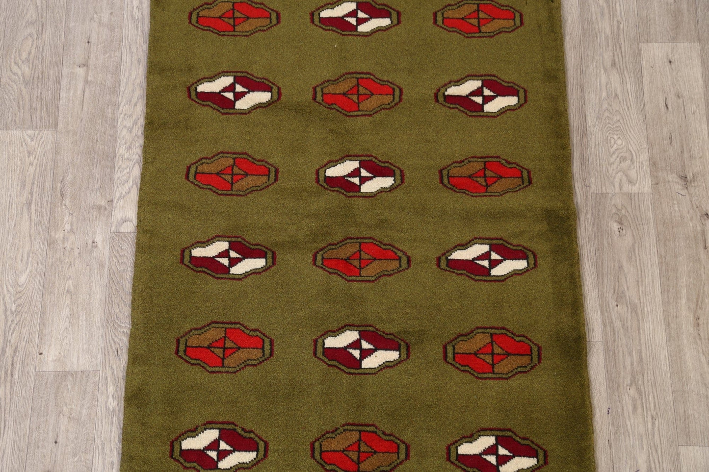 Green Geometric Gabbeh Shiraz Persian Area Rug 3x5