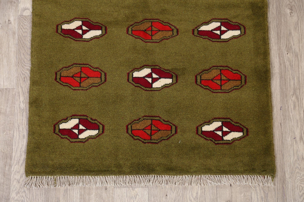 Green Geometric Gabbeh Shiraz Persian Area Rug 3x5