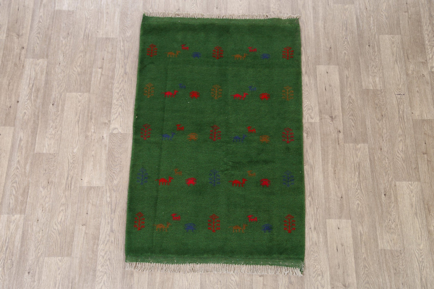 Green Tribal Gabbeh Shiraz Persian Area Rug 3x5