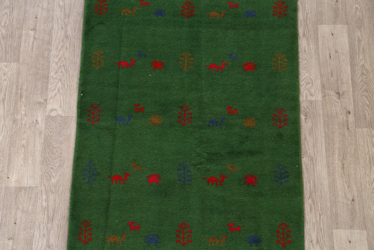 Green Tribal Gabbeh Shiraz Persian Area Rug 3x5