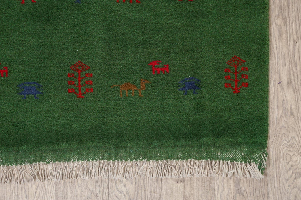 Green Tribal Gabbeh Shiraz Persian Area Rug 3x5