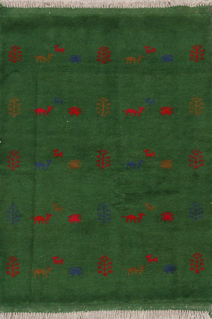 Green Tribal Gabbeh Shiraz Persian Area Rug 3x5