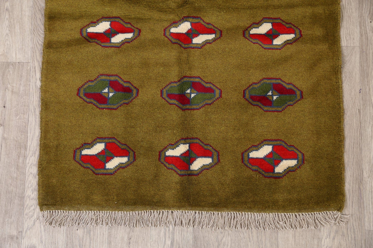 Green Geometric Gabbeh Shiraz Persian Area Rug 3x5