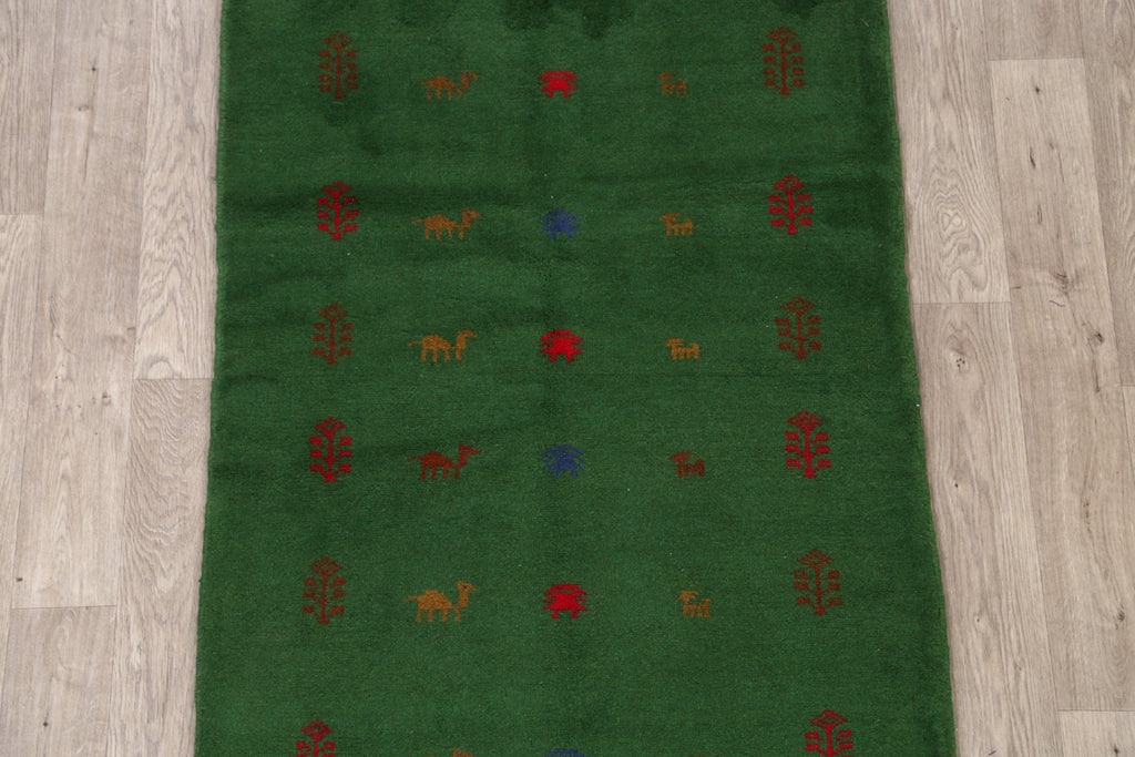 Green Tribal Gabbeh Shiraz Persian Area Rug 3x5