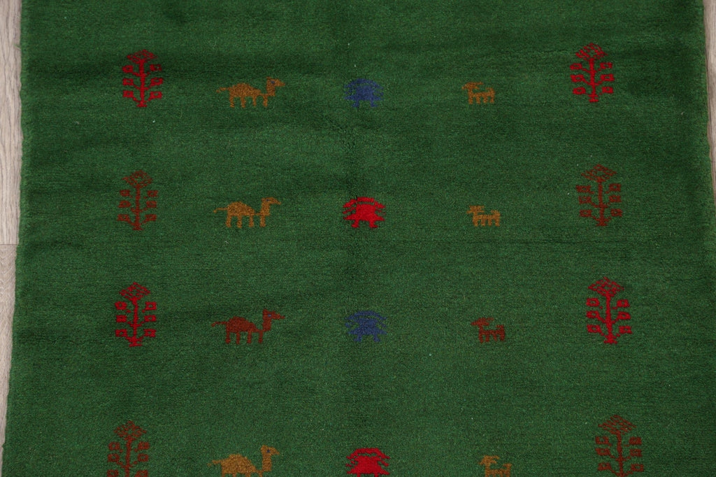 Green Tribal Gabbeh Shiraz Persian Area Rug 3x5