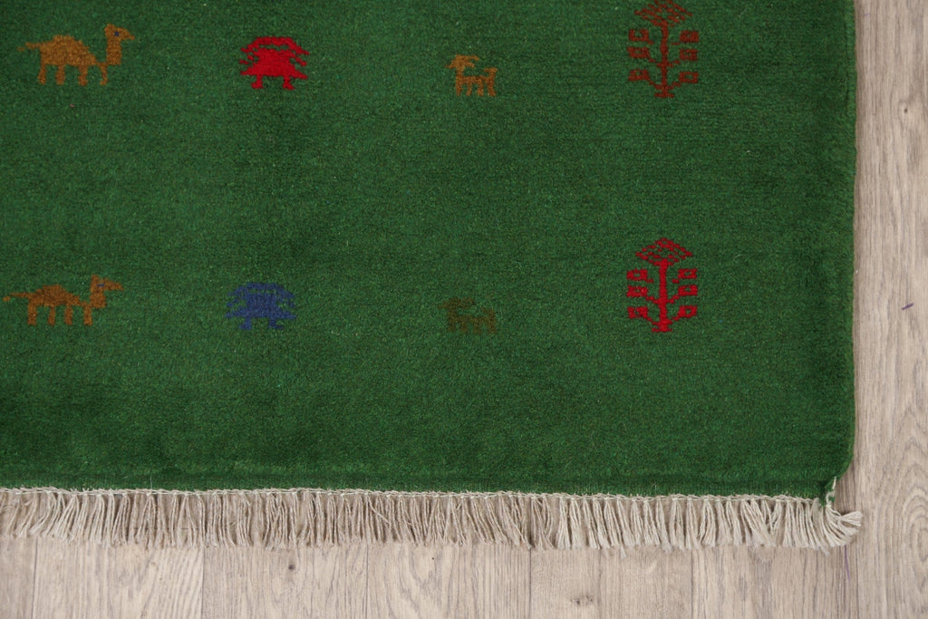 Green Tribal Gabbeh Shiraz Persian Area Rug 3x5