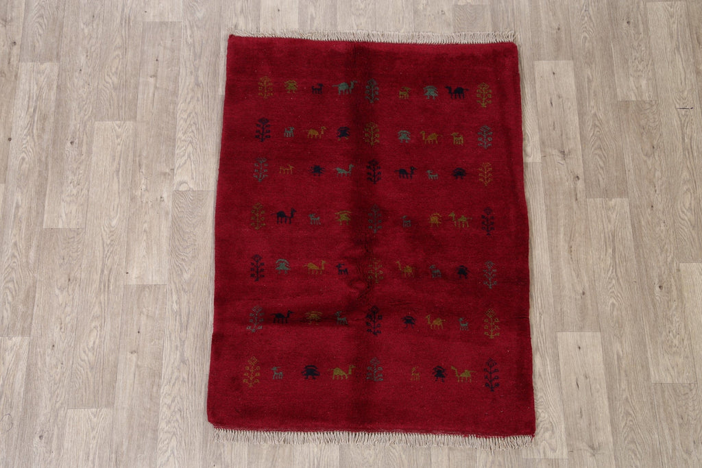 Tribal Red Gabbeh Shiraz Persian Area Rug 4x5