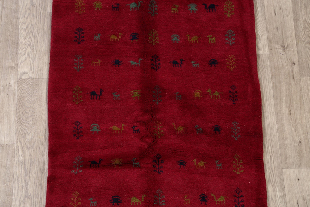 Tribal Red Gabbeh Shiraz Persian Area Rug 4x5