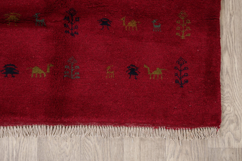 Tribal Red Gabbeh Shiraz Persian Area Rug 4x5