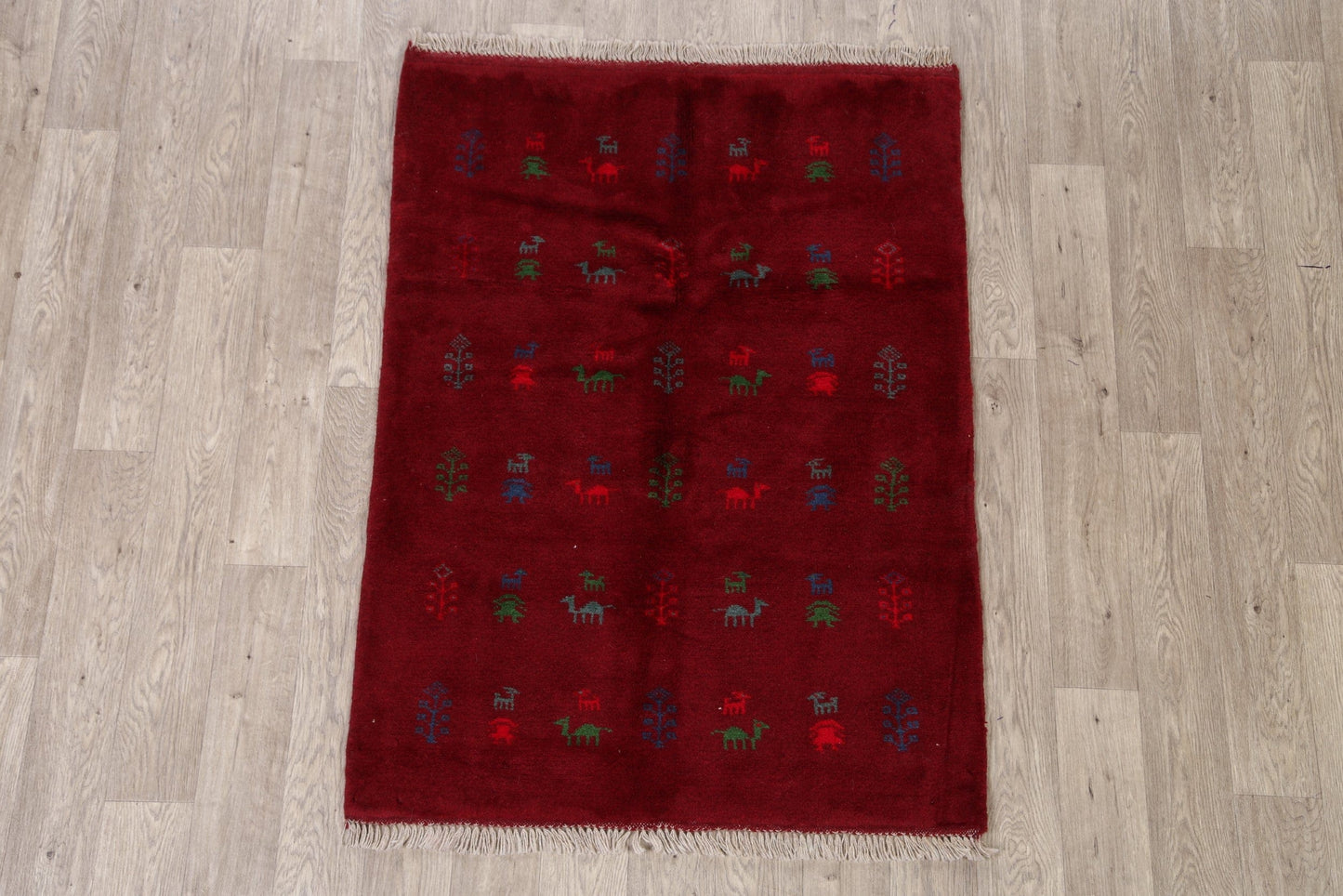 Tribal Red Gabbeh Shiraz Persian Area Rug 4x5