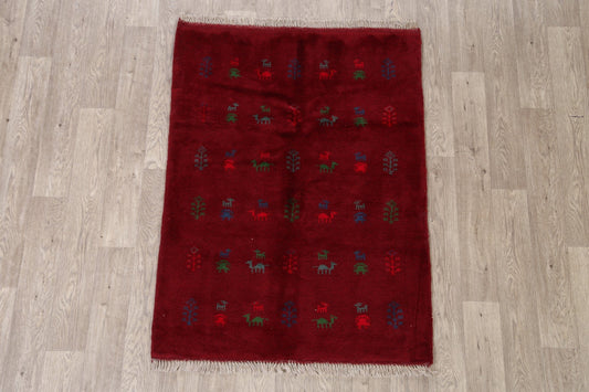 Tribal Red Gabbeh Shiraz Persian Area Rug 4x5