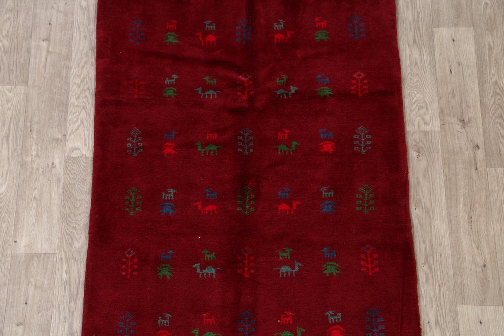 Tribal Red Gabbeh Shiraz Persian Area Rug 4x5