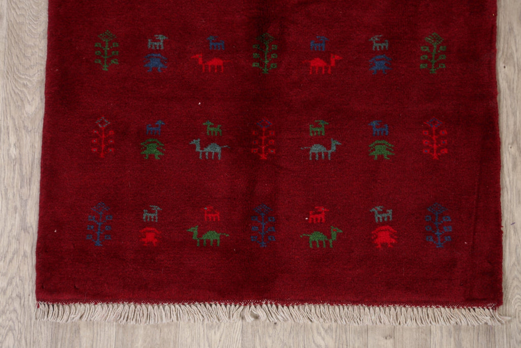 Tribal Red Gabbeh Shiraz Persian Area Rug 4x5